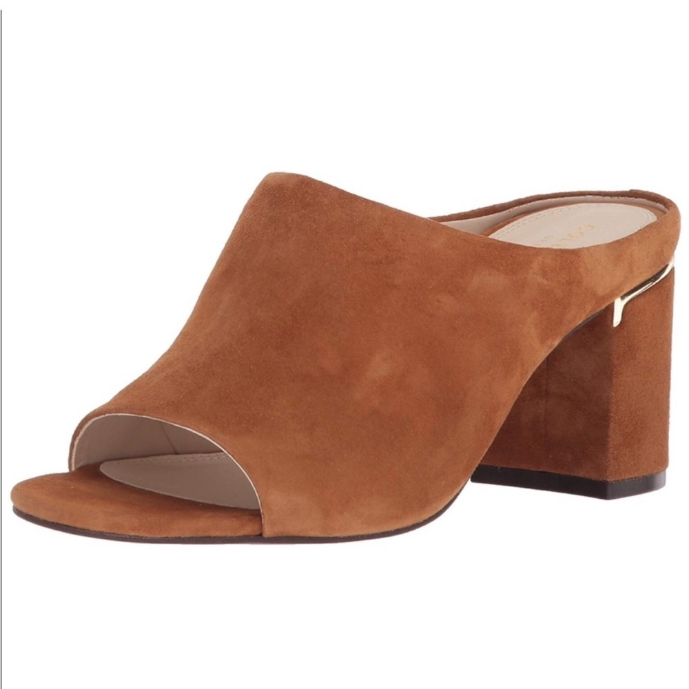 Cole Haan Laree Open Toe Block Heel Mule Sandals in Mink Suede - Picture 6 of 12